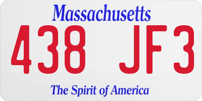 MA license plate 438JF3