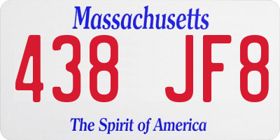 MA license plate 438JF8