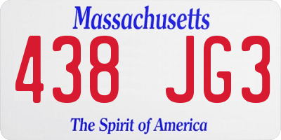 MA license plate 438JG3