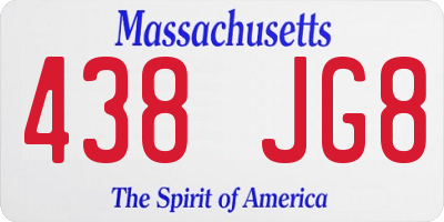 MA license plate 438JG8