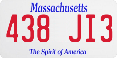 MA license plate 438JI3