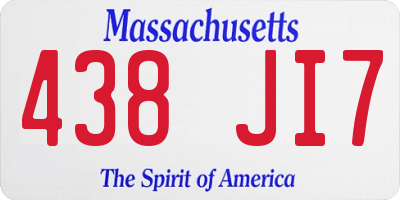 MA license plate 438JI7