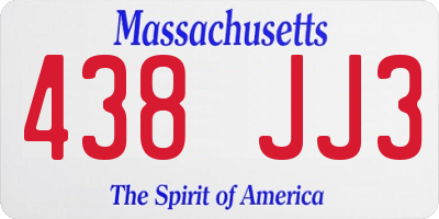 MA license plate 438JJ3