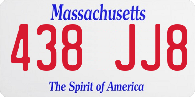 MA license plate 438JJ8