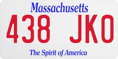 MA license plate 438JK0