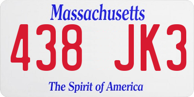 MA license plate 438JK3