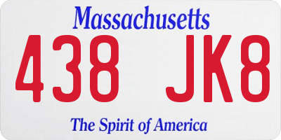 MA license plate 438JK8