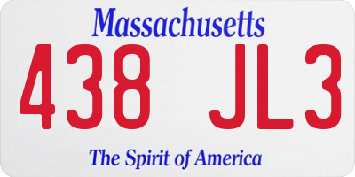 MA license plate 438JL3