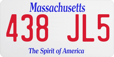 MA license plate 438JL5