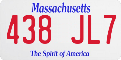 MA license plate 438JL7