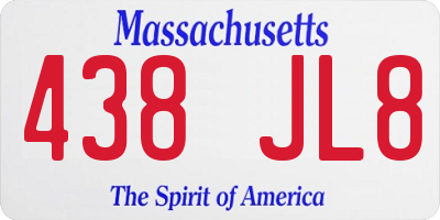 MA license plate 438JL8