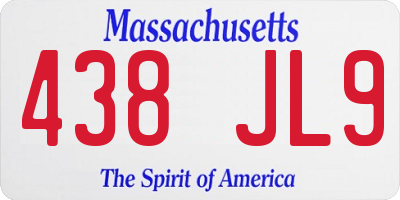 MA license plate 438JL9