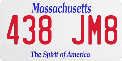 MA license plate 438JM8