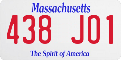 MA license plate 438JO1