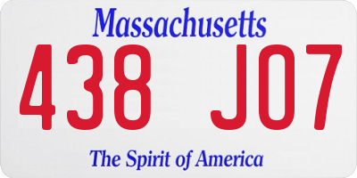 MA license plate 438JO7