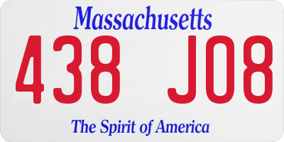 MA license plate 438JO8