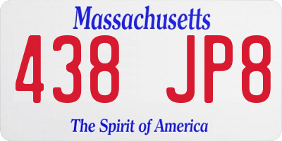 MA license plate 438JP8