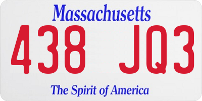 MA license plate 438JQ3
