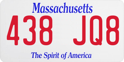 MA license plate 438JQ8