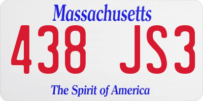 MA license plate 438JS3