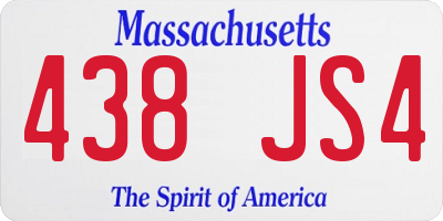 MA license plate 438JS4