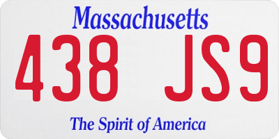 MA license plate 438JS9