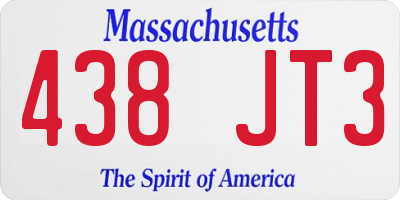 MA license plate 438JT3