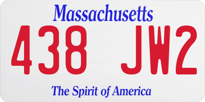 MA license plate 438JW2
