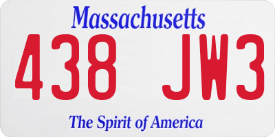 MA license plate 438JW3