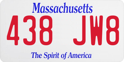 MA license plate 438JW8