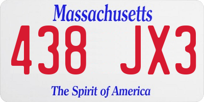 MA license plate 438JX3
