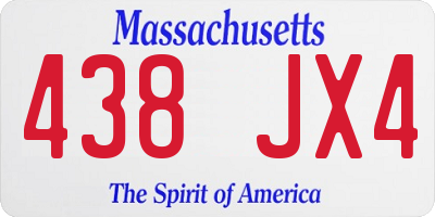 MA license plate 438JX4
