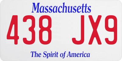 MA license plate 438JX9