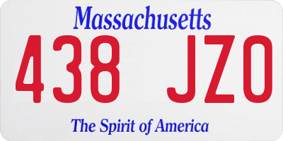 MA license plate 438JZ0