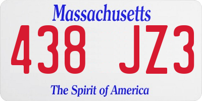 MA license plate 438JZ3