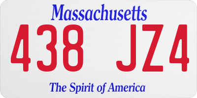 MA license plate 438JZ4