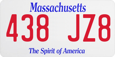 MA license plate 438JZ8