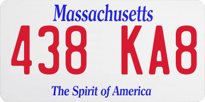 MA license plate 438KA8
