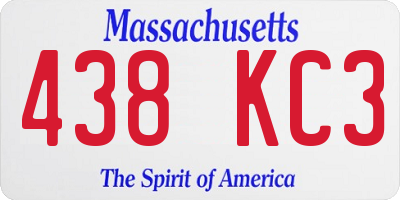 MA license plate 438KC3