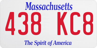 MA license plate 438KC8