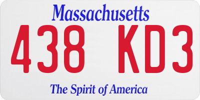 MA license plate 438KD3