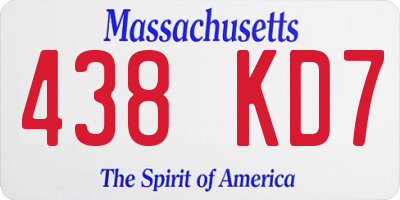 MA license plate 438KD7