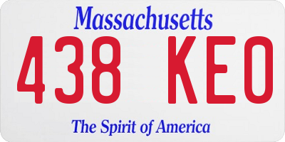 MA license plate 438KE0