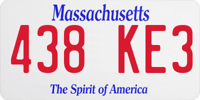 MA license plate 438KE3