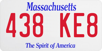 MA license plate 438KE8