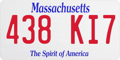 MA license plate 438KI7