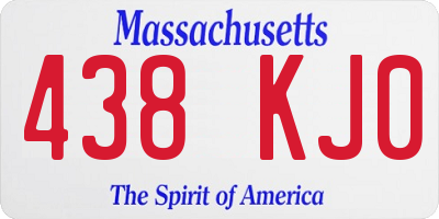 MA license plate 438KJ0