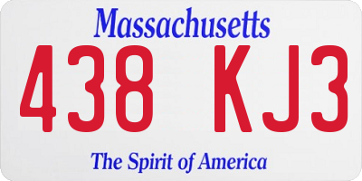 MA license plate 438KJ3
