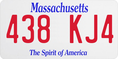 MA license plate 438KJ4