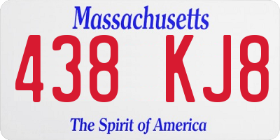 MA license plate 438KJ8